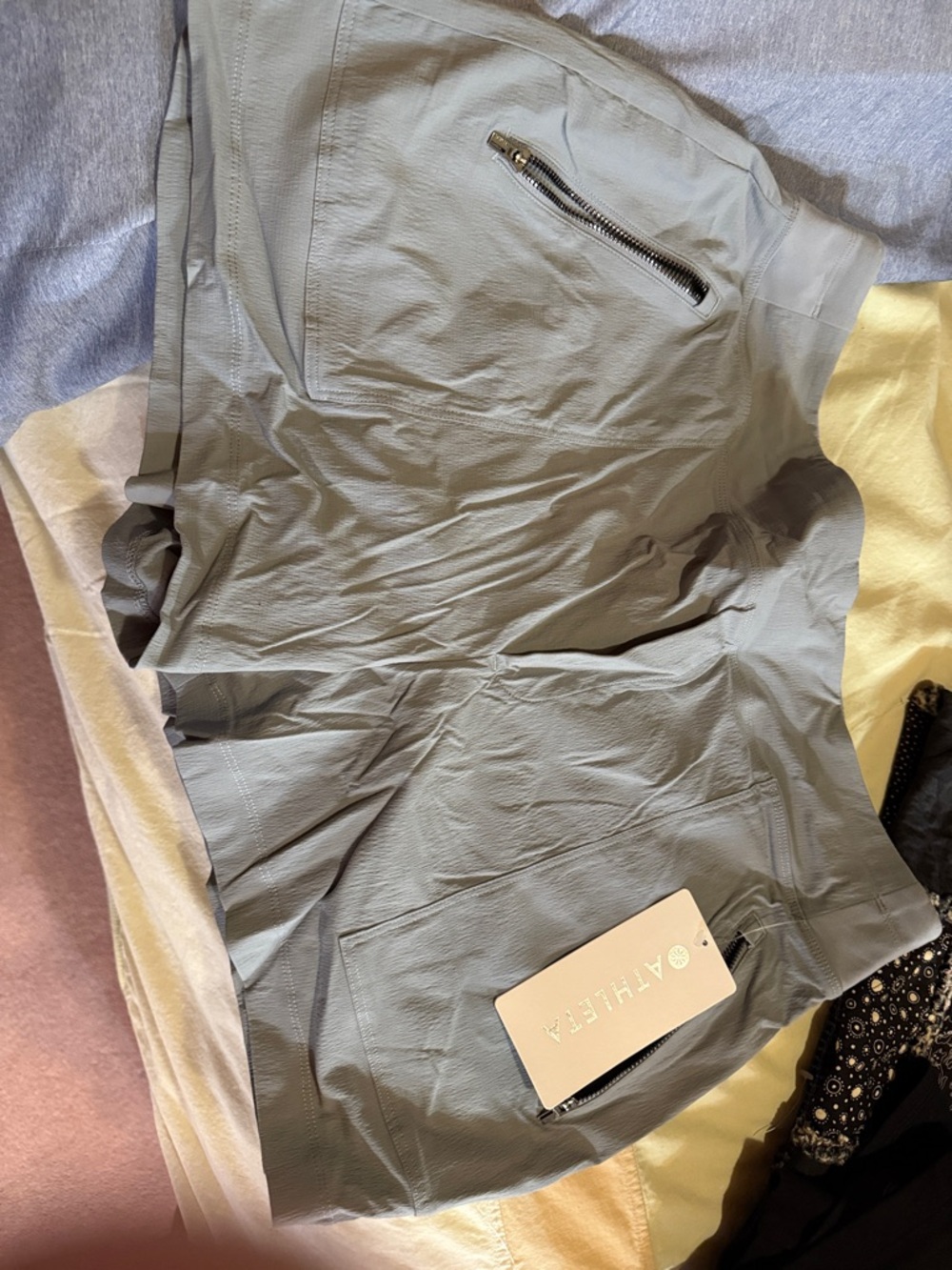 Athleta Slate Blue Performance Shorts with Zipper Pocket